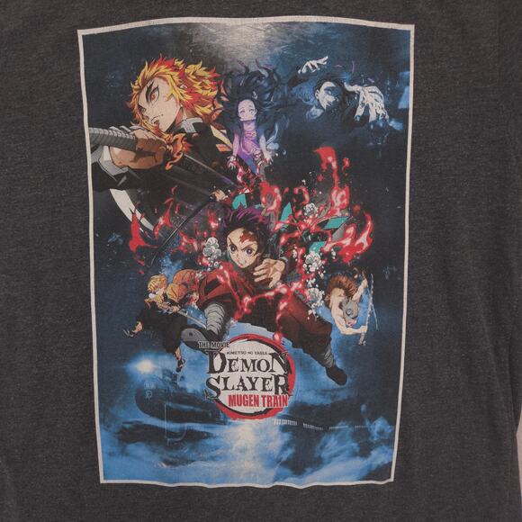 Demon Slayer Anime Short Sleeve Crew Neck Graphic T-Shirt Mens Size M Gray - Picture 4 of 9